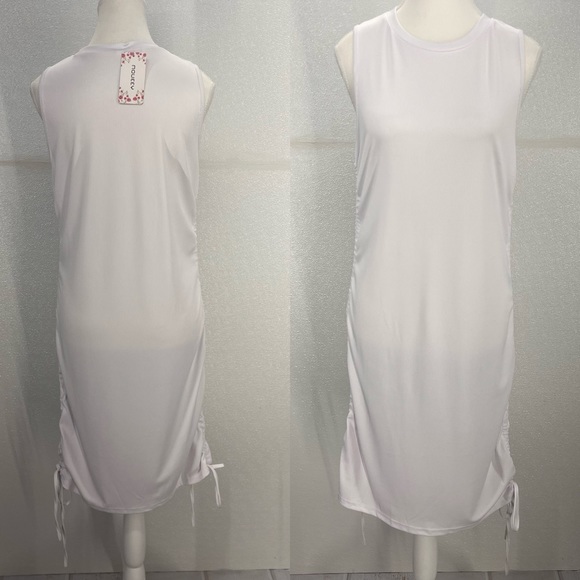 Sleeveless Bodycon Ruched Short Dress Side Drawstring Solid Crew Neck Casual XL - Picture 14 of 16